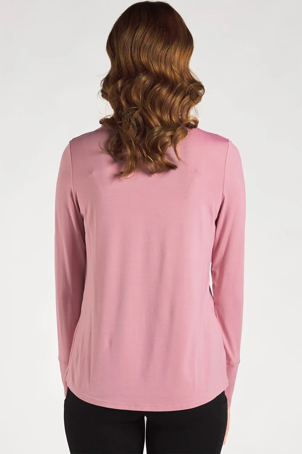Dalya Funnel-Neck Bamboo Long Sleeve - Pink