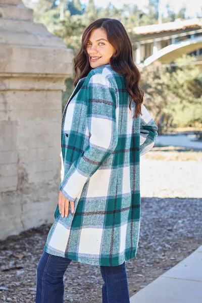 Double Take, Plaid Button Up Lapel Collar Coat